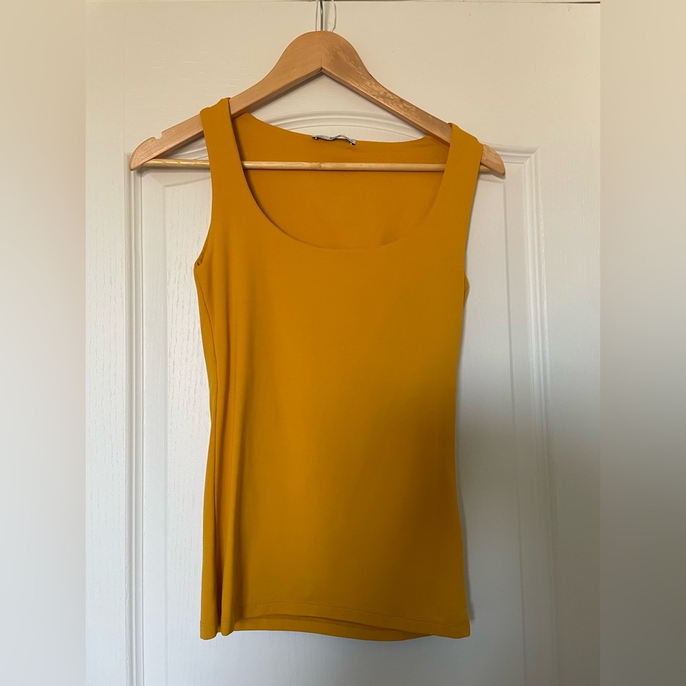 Zara Gold Sheath Tank Top Sleeveless Scoop Neck